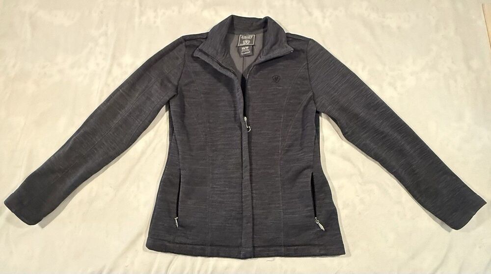 Ariat International Women’s Gray Full Zip Mock Neck Jacket Pockets XS